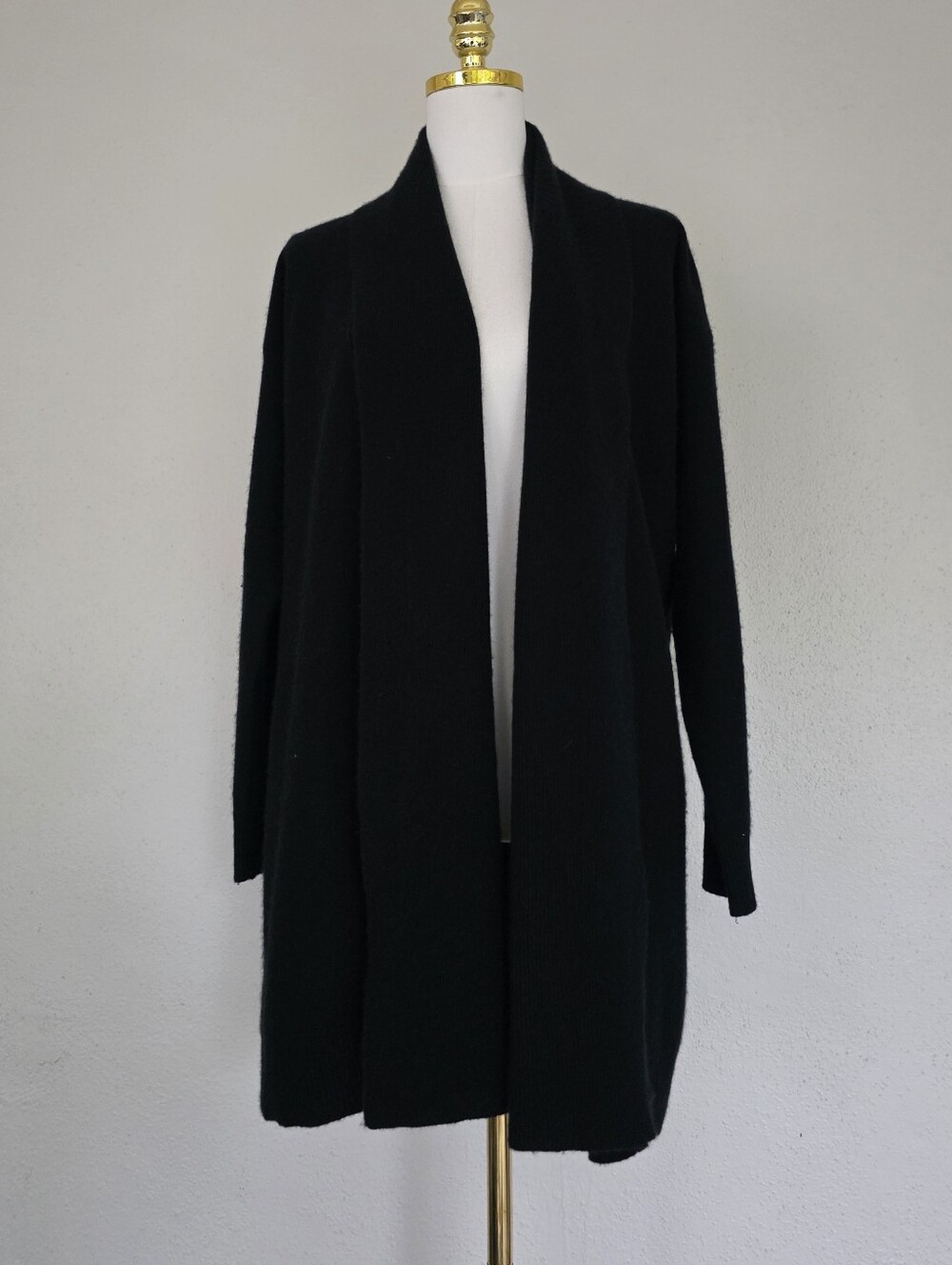 Lauren Ralph Lauren 100% Cashmere Black Open Front Long Cardigan Large - Picture 4 of 10